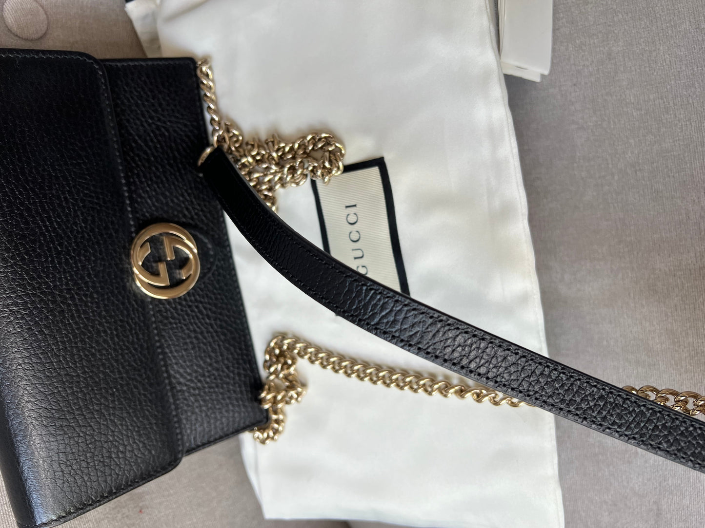 Gucci Black Interlocking GG Chain Wallet