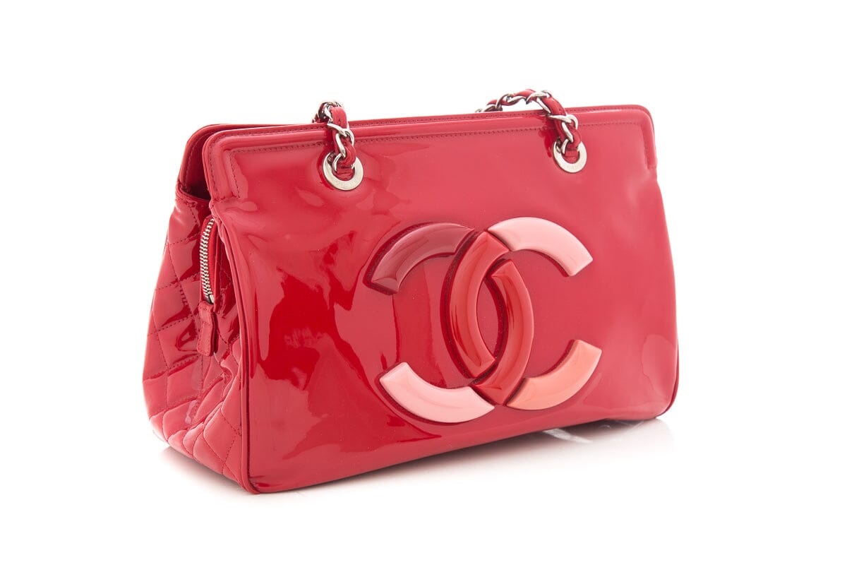 Chanel Red & Pink Lipstick Patent Leather Handbag