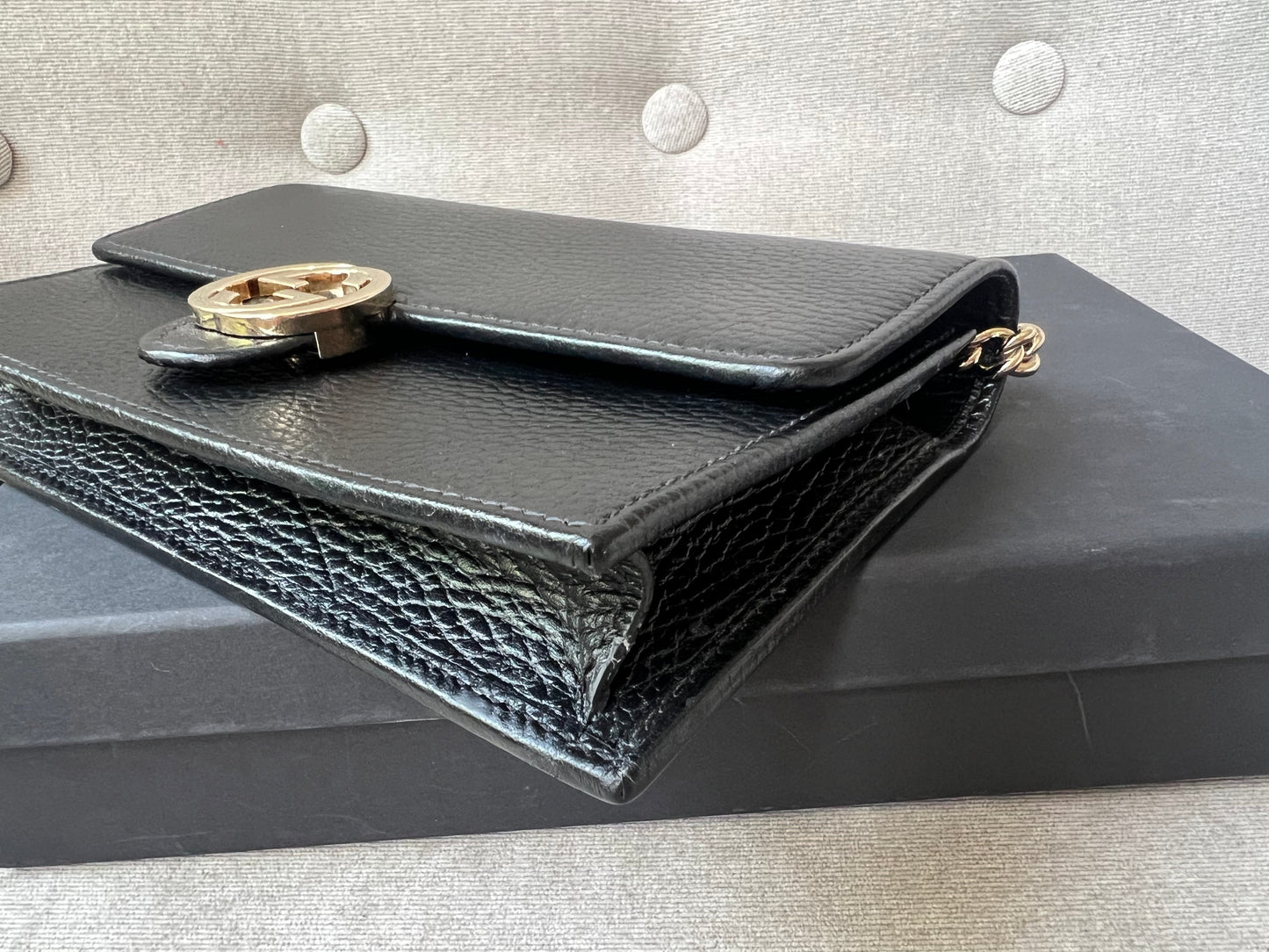 Gucci Black Interlocking GG Chain Wallet