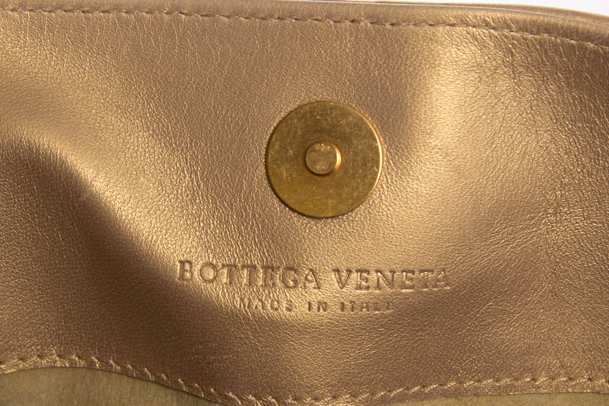 Bottega Veneta Gold & Multicolor Leather Intrecciato Handle Bag