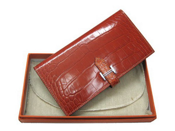 Hermes Wallet H1114 Ladies Crocodile Coffee