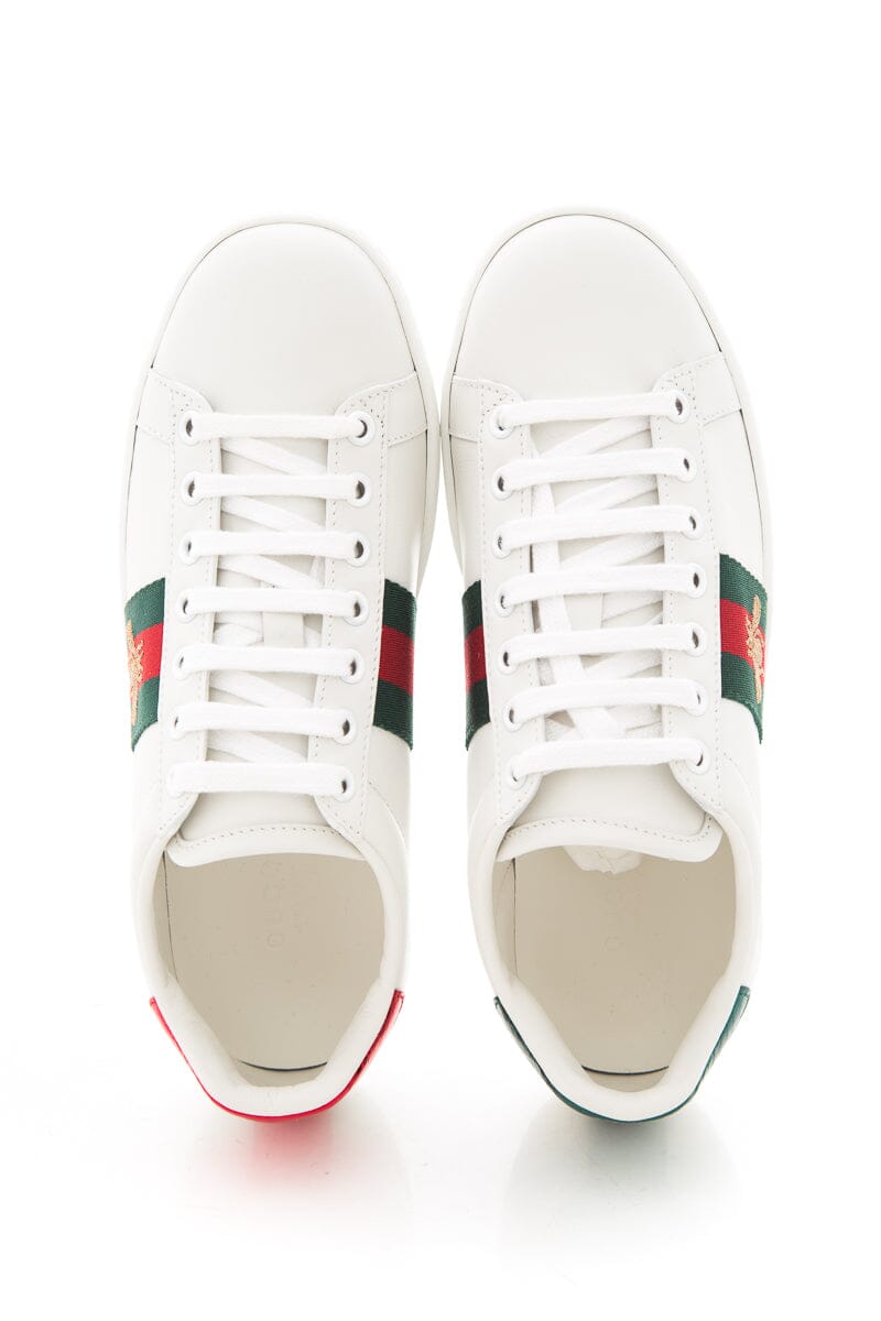 Gucci White Embroidered Bee Sneakers SZ 35.5