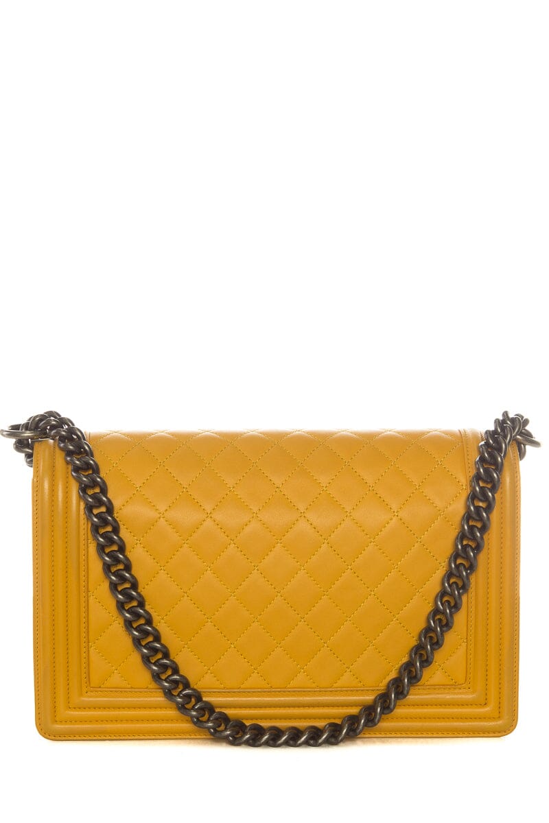 Chanel Yellow Medium Boybag RHW Lambskin  Handbag