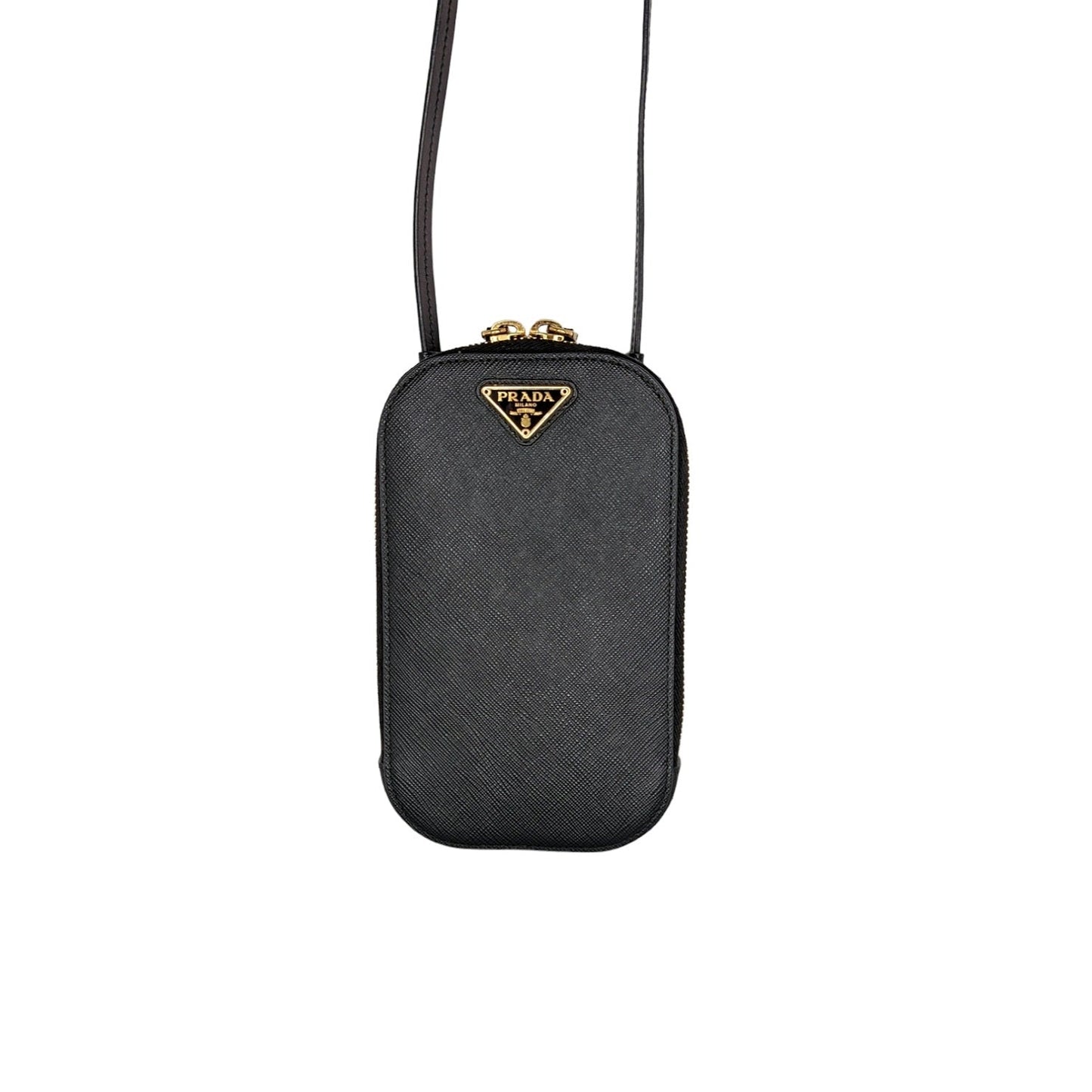 Prada Black Saffiano Phone Crossbody Vertical Mini Bag