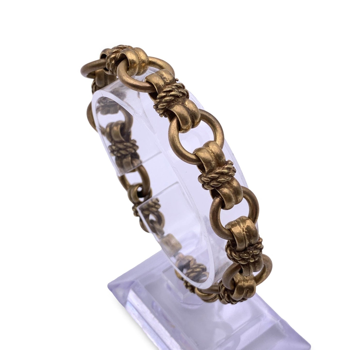 Celine Vintage Antiquated Gold Metal Chain Link Bracelet