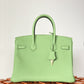 HM Birkin Nata Swift Green For Women Gold Toned Hardware 10in/25cm