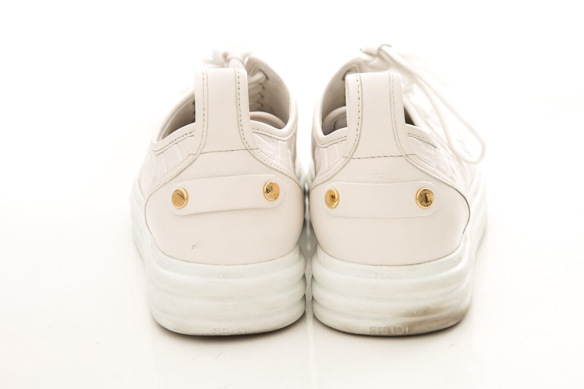 Fendi White Zucca Platform Sneakers SZ 41