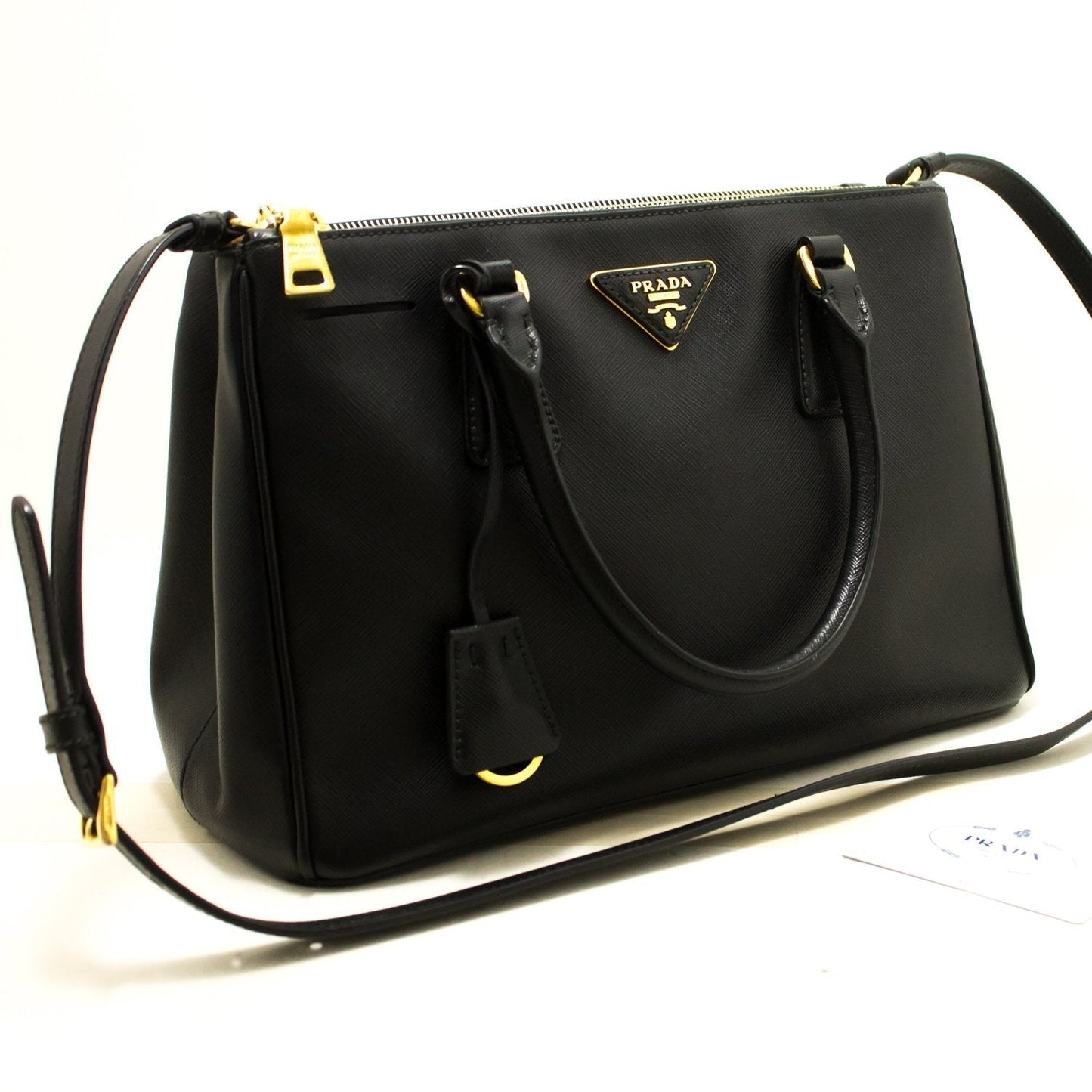 Prada Black Saffiano Lux Galleria Double Zip Tote (SHB-10030)