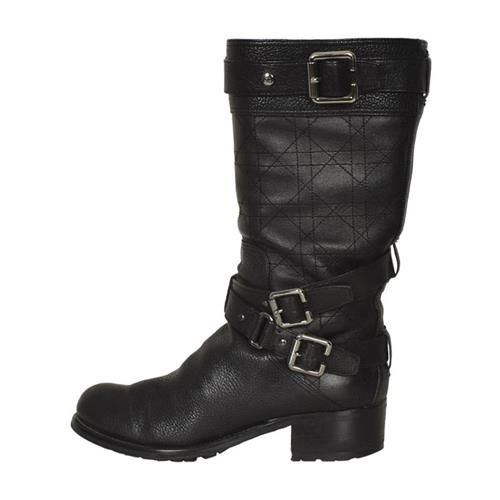 Dior Cannage Pattern Leather Moto Boots