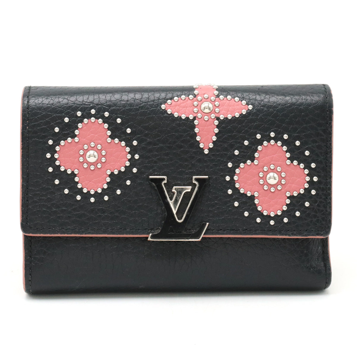 Louis Vuitton Portfolio Capsicum Compact Three Folded Wallet Three Folded Wallet Flowers Trio Laser Black M63222