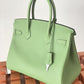 HM Birkin Nata Swift Green For Women Silver Toned Hardware 10in/25cm