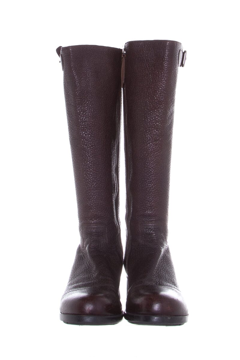 Prada Sport Brown Leather Riding Boots SZ 40