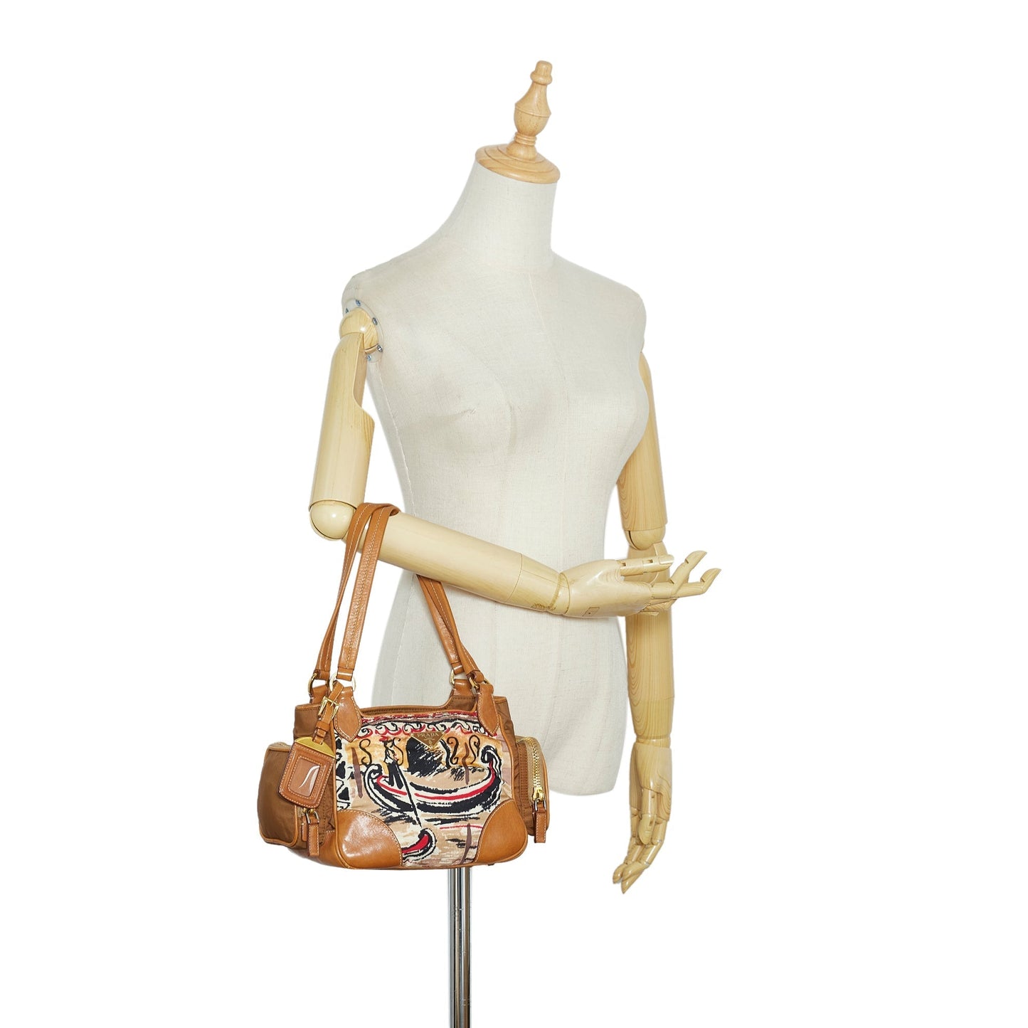 PRADA Venice Watercolor Canvas Shoulder Bag