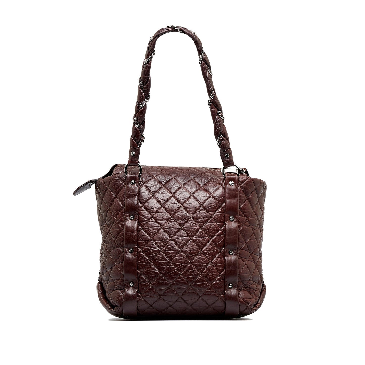 Brown Chanel Lady Braid Shopping Tote