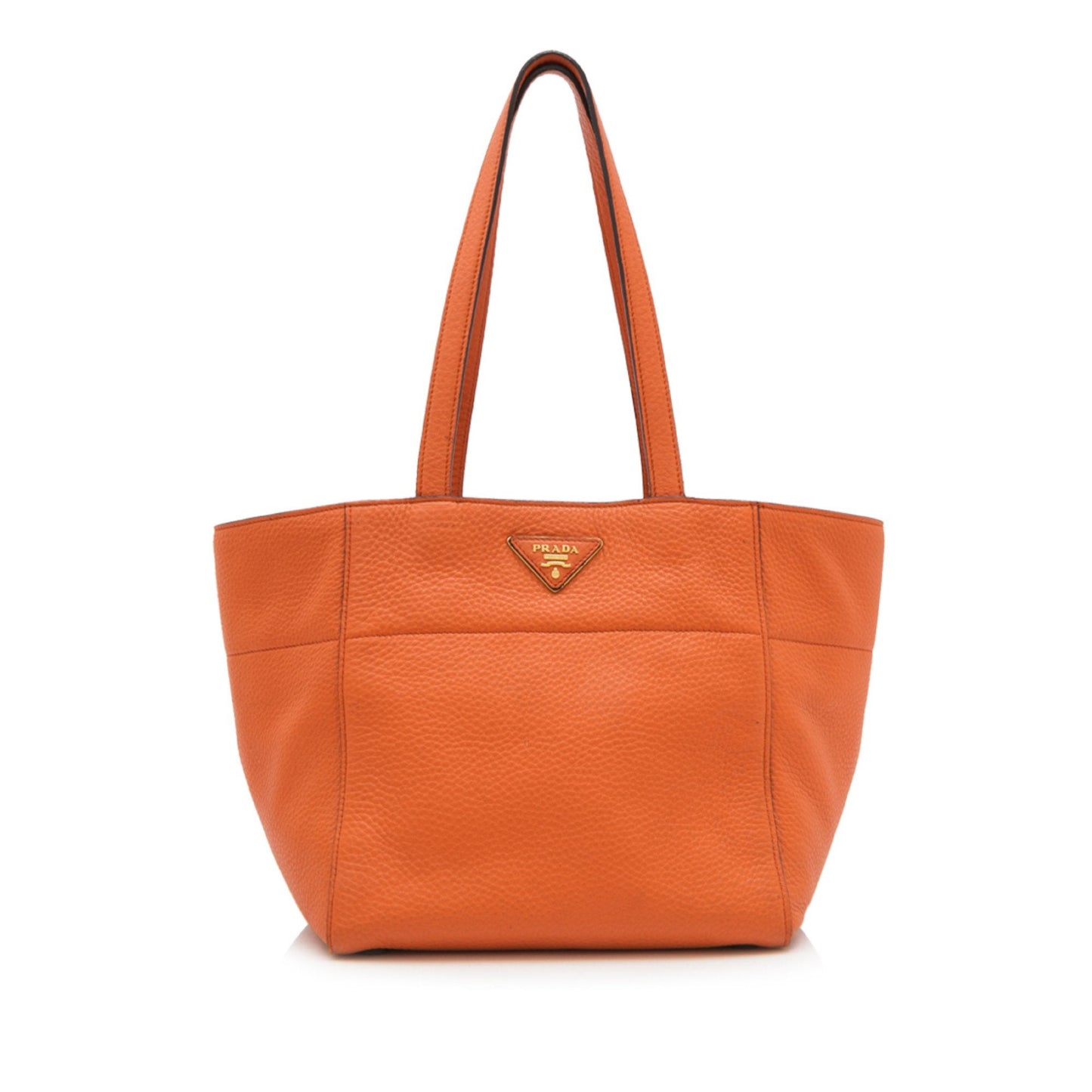 Pre-Loved Prada Orange Calf Leather Metallic Vitello Daino Tote Bag Italy