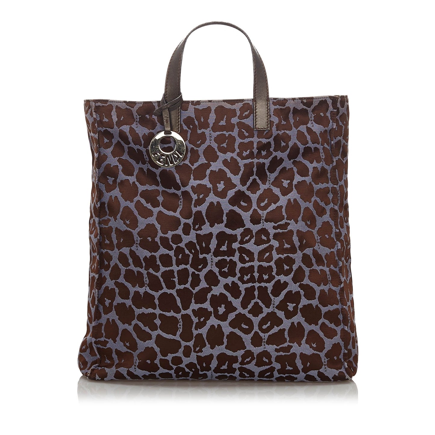 Pre-Loved Fendi Blue Nylon Fabric Leopard Print Tote Bag Italy