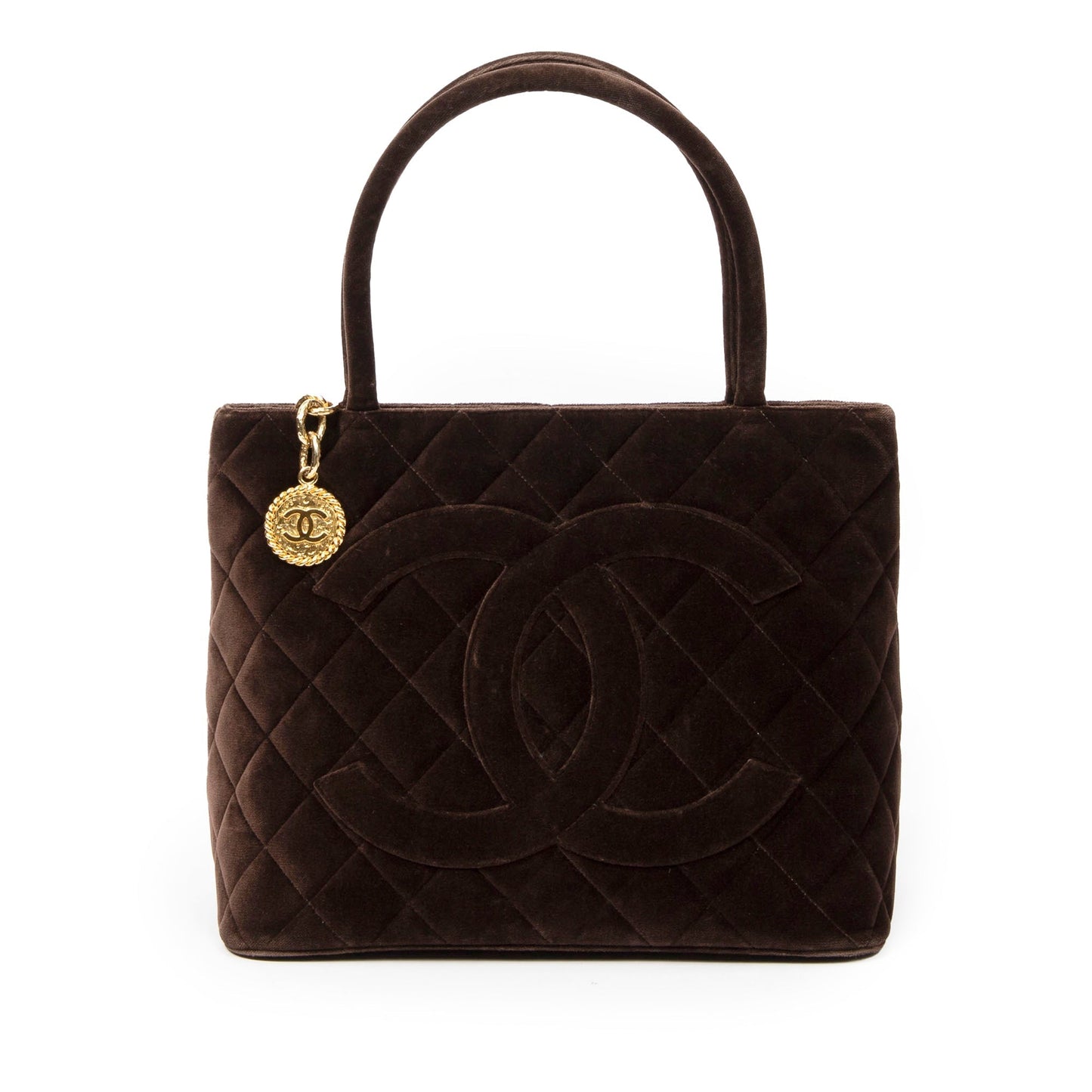 Brown Chanel Velvet Medallion Tote