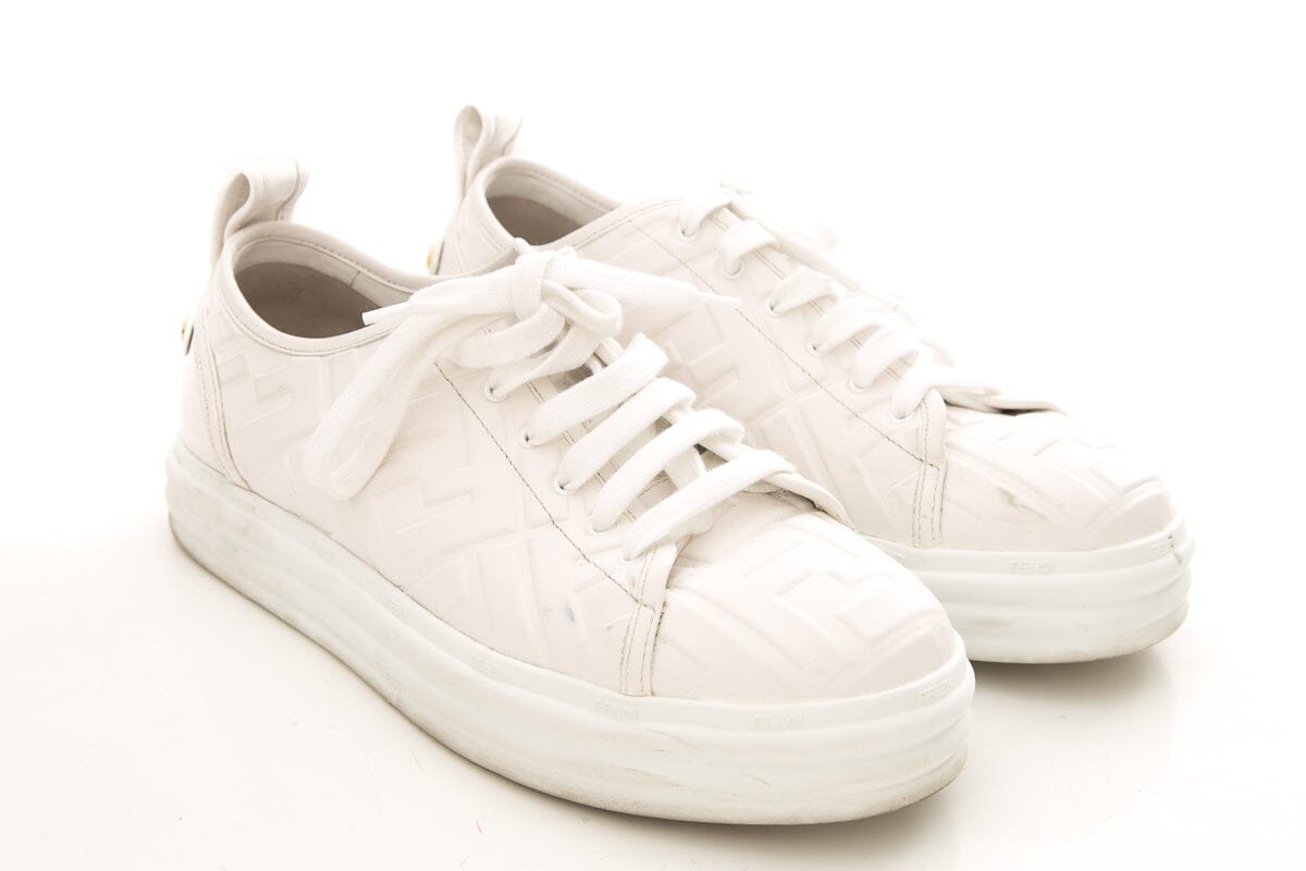 Fendi White Zucca Platform Sneakers SZ 41