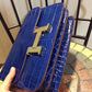HM Constance 24 Pattern Crocodile Blue For Women, Handbags, Shoulder Bag 9.4in/24cm
