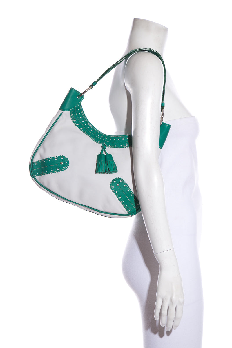 BBR Vintage White & Green Handbag