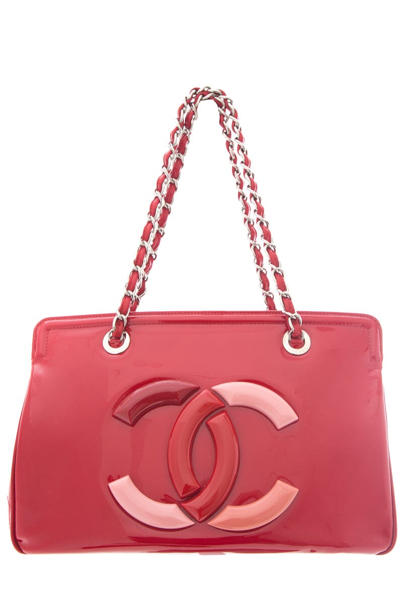 Chanel Red & Pink Lipstick Patent Leather Handbag