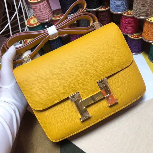 HM Constance 23 Epsom Yellow For Women, Womenâ€™s Handbags, Shoulder Bags 9.4in/23cm