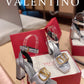 Valentino Garavani Strap Heeled Sandals With V Logo Signature Embellishment Silver For Women