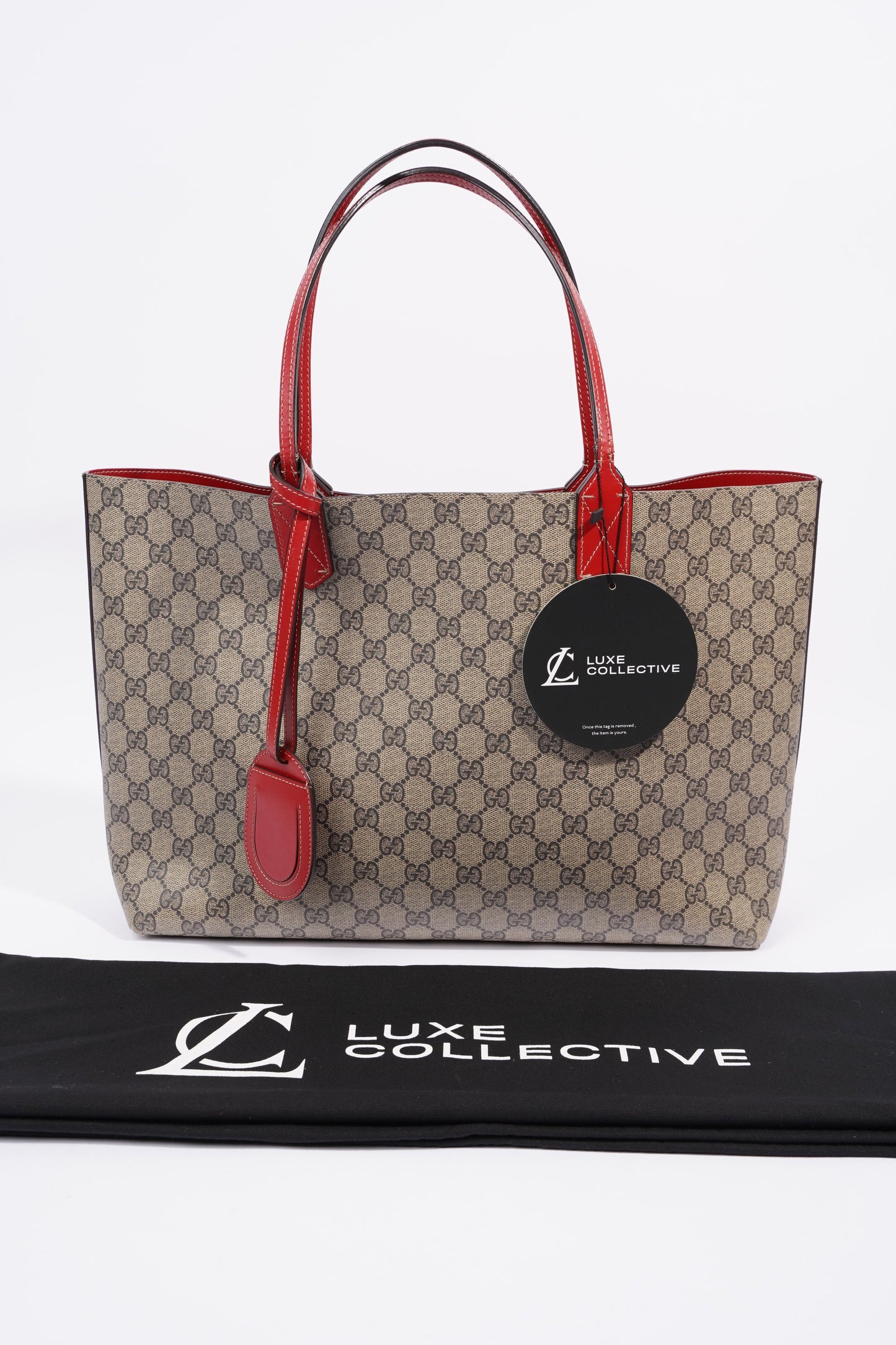 Gucci Reversible Supreme GG Tote Beige / Red