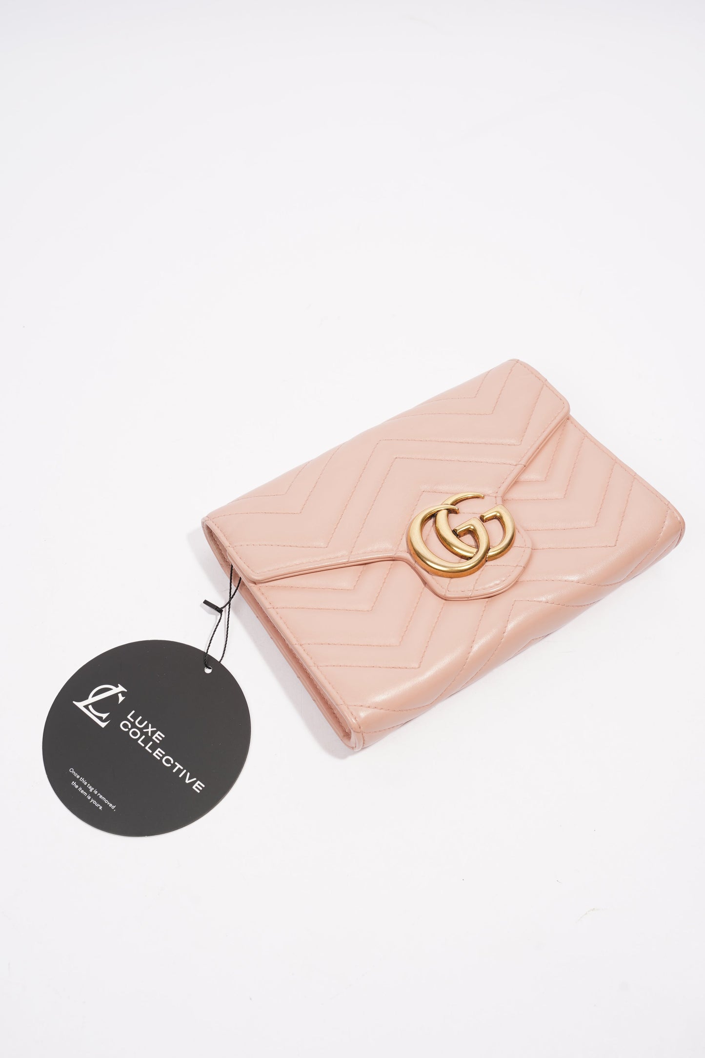 Gucci GG Marmont Chain Wallet Mini Pink / Blush Matelasse Leather