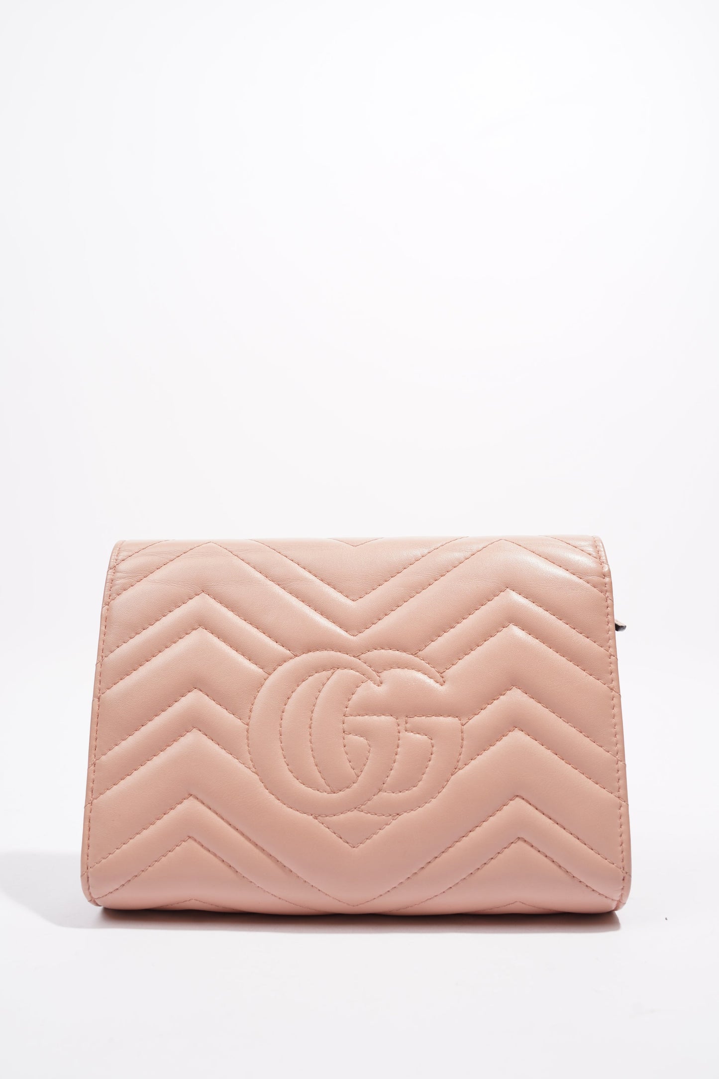 Gucci GG Marmont Chain Wallet Mini Pink / Blush Matelasse Leather