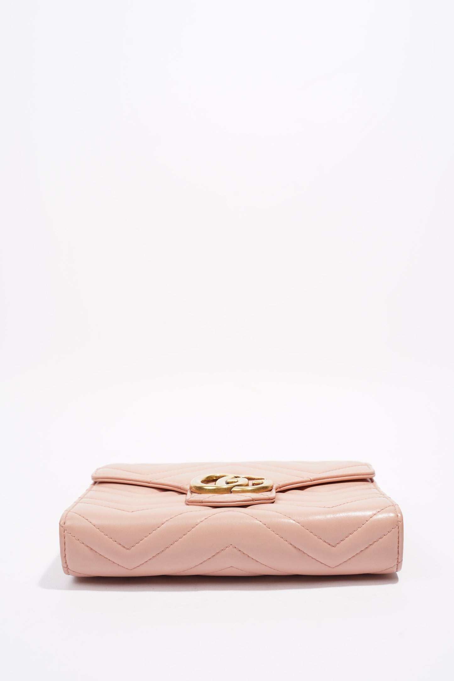 Gucci GG Marmont Chain Wallet Mini Pink / Blush Matelasse Leather