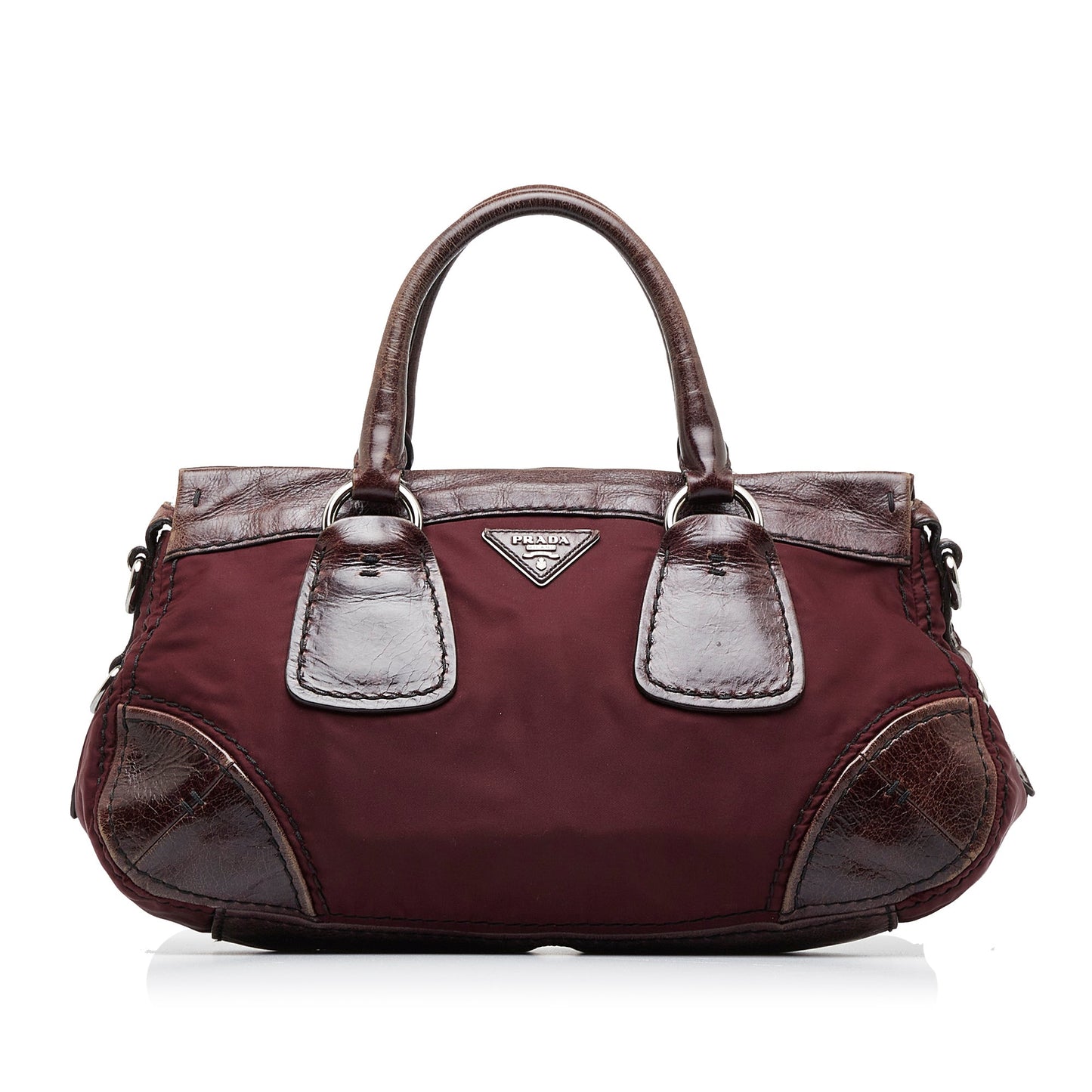 PRADA Vitello Trimmed Tessuto Satchel