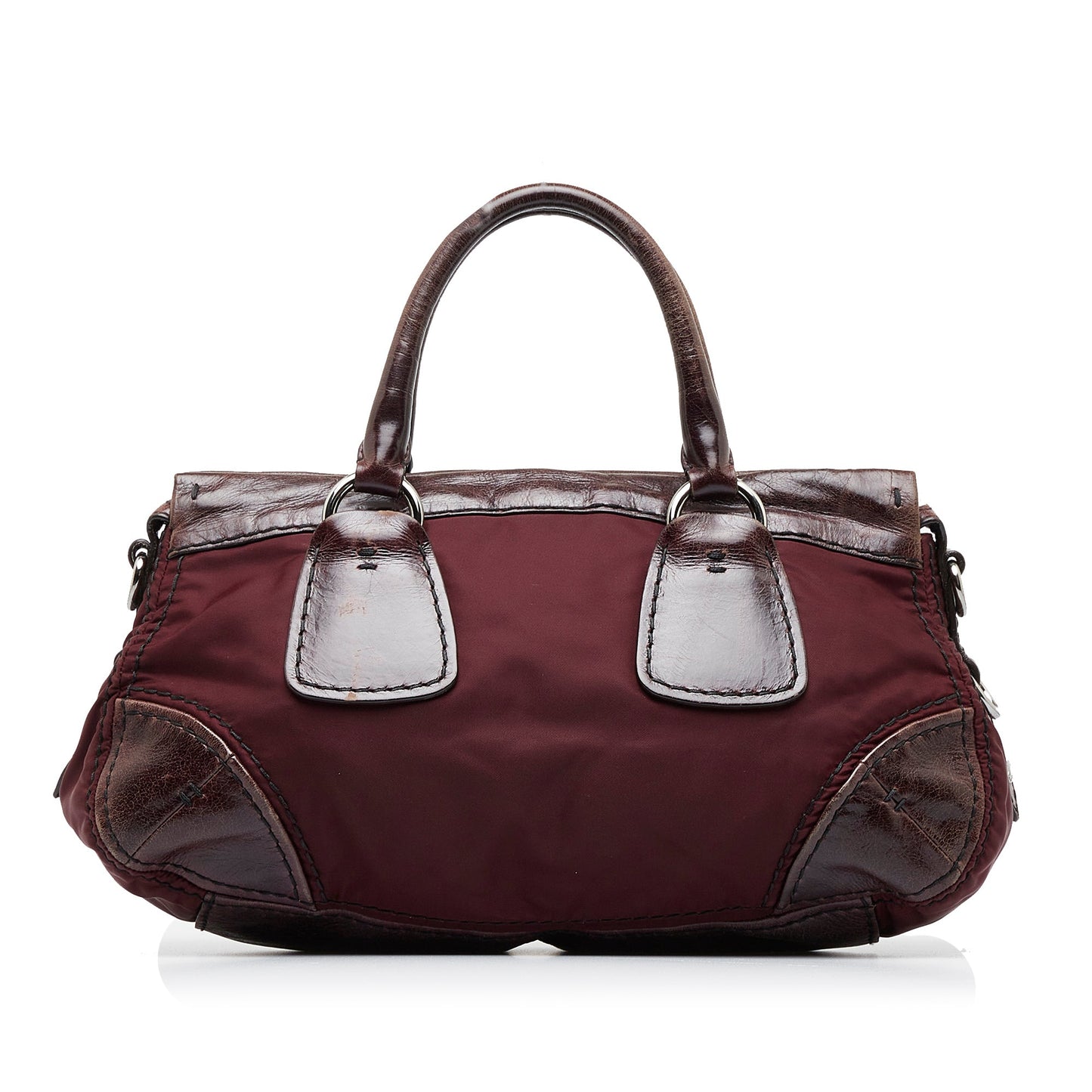 PRADA Vitello Trimmed Tessuto Satchel