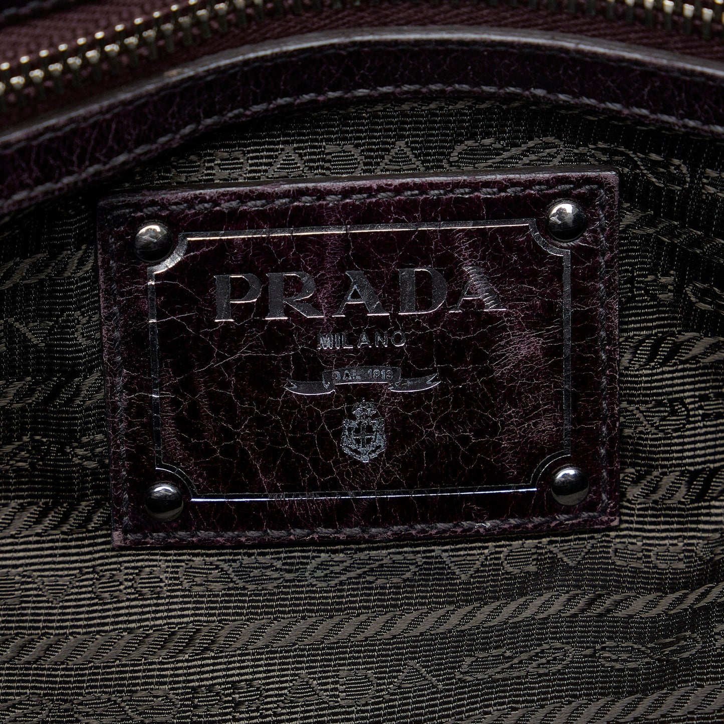 PRADA Vitello Trimmed Tessuto Satchel