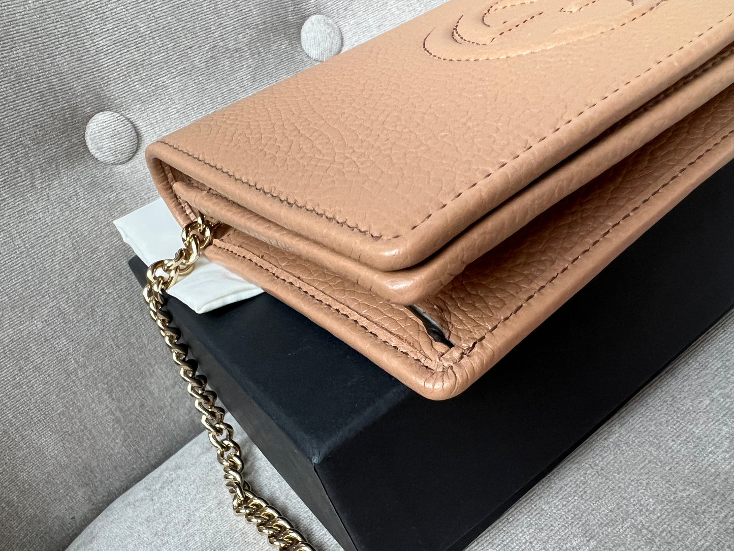 Gucci Rose Beige Soho Chain Wallet