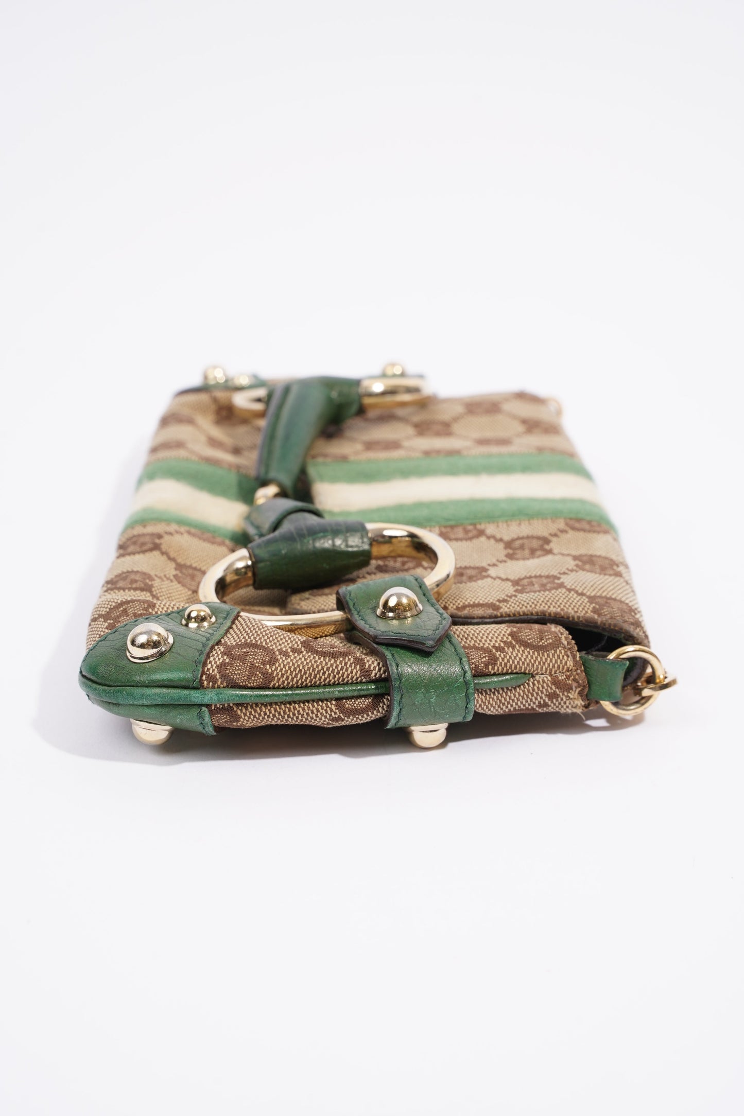 Gucci GG Horsebit Chain Wallet GG Supreme / Green / White Coated Canvas