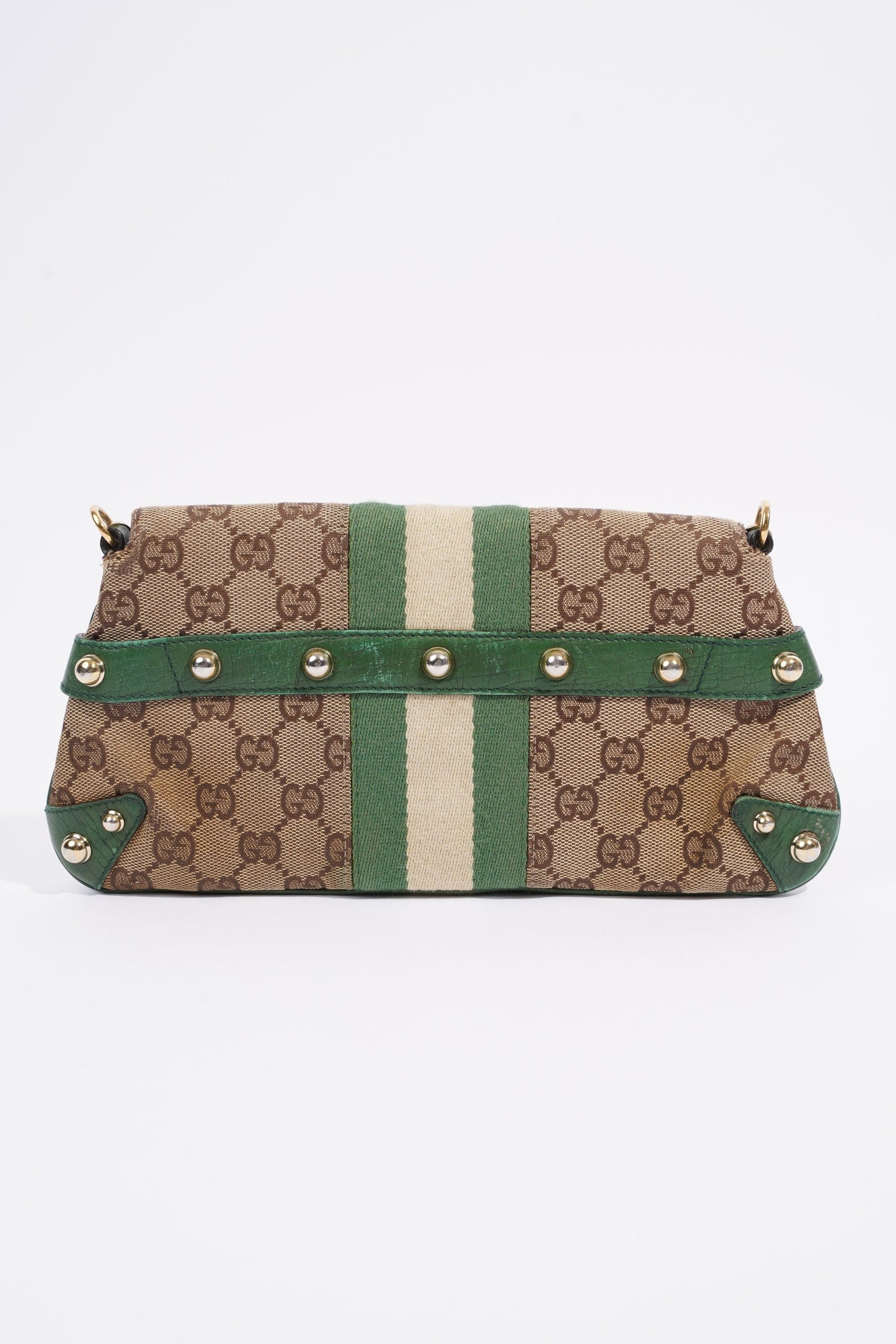 Gucci GG Horsebit Chain Wallet GG Supreme / Green / White Coated Canvas