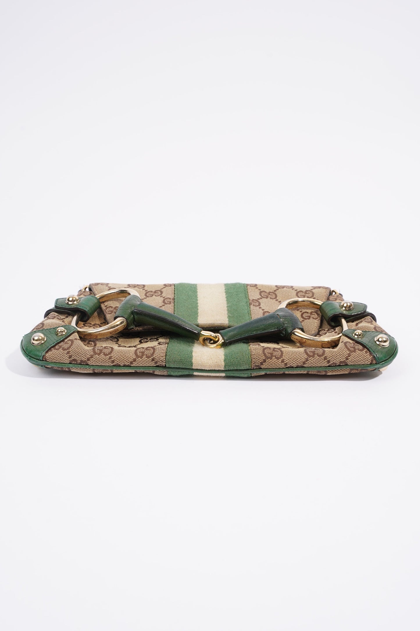 Gucci GG Horsebit Chain Wallet GG Supreme / Green / White Coated Canvas