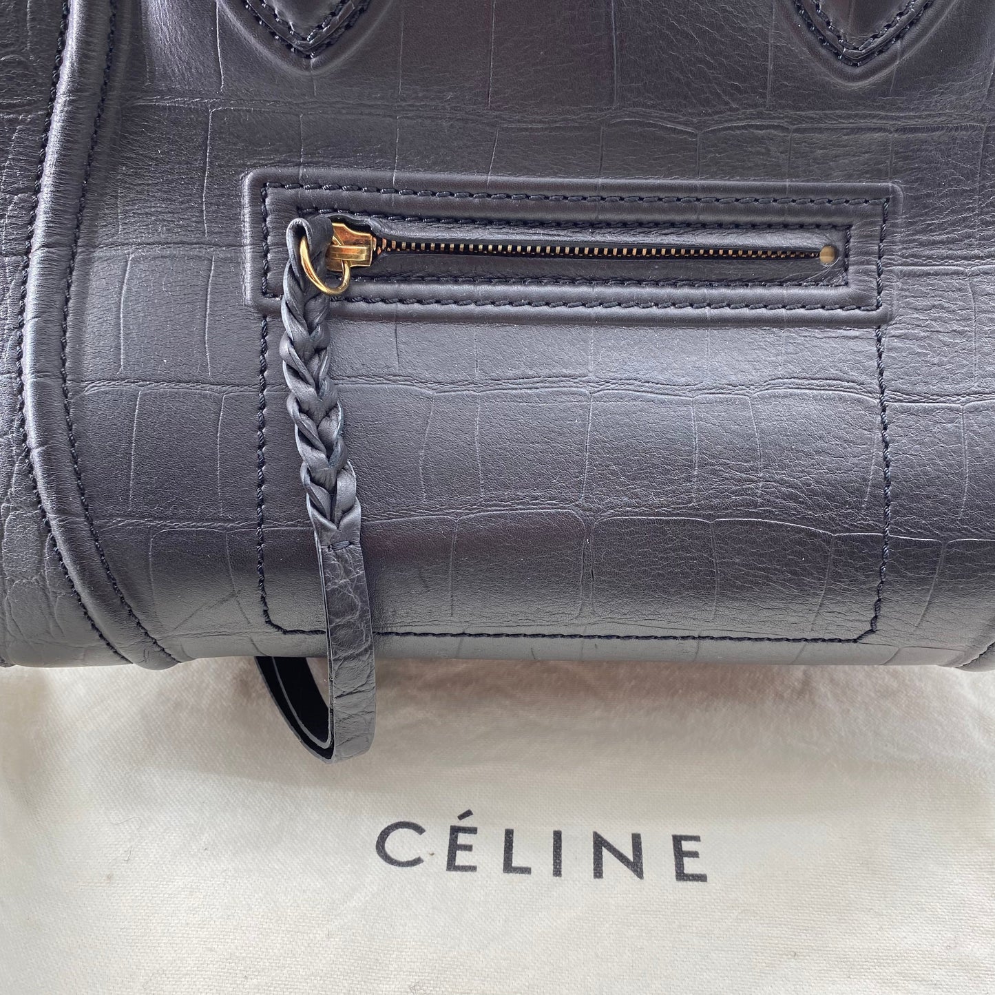 Celine Black Leather Medium Phantom Luggage Tote