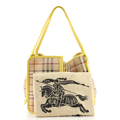 BURBERRY CANTERBURY HAYMARKET CHECK SMALL TOTE BAG