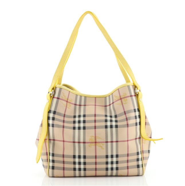 BURBERRY CANTERBURY HAYMARKET CHECK SMALL TOTE BAG