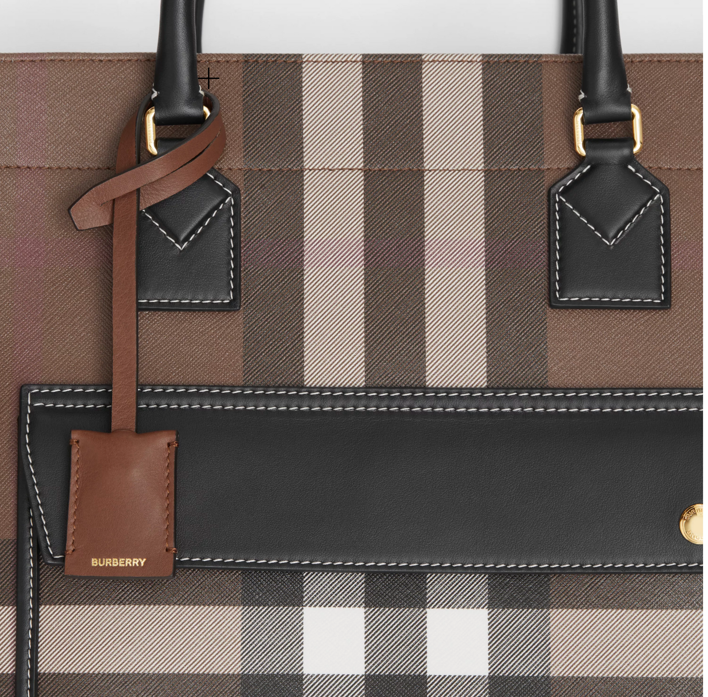 BURBERRY MEDIUM FREYA CHECK & LEATHER TOTE