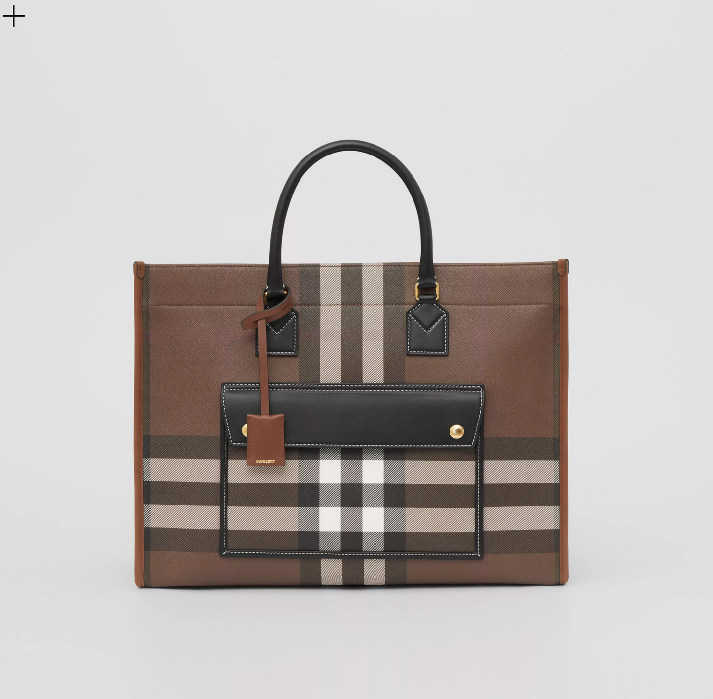 BURBERRY MEDIUM FREYA CHECK & LEATHER TOTE