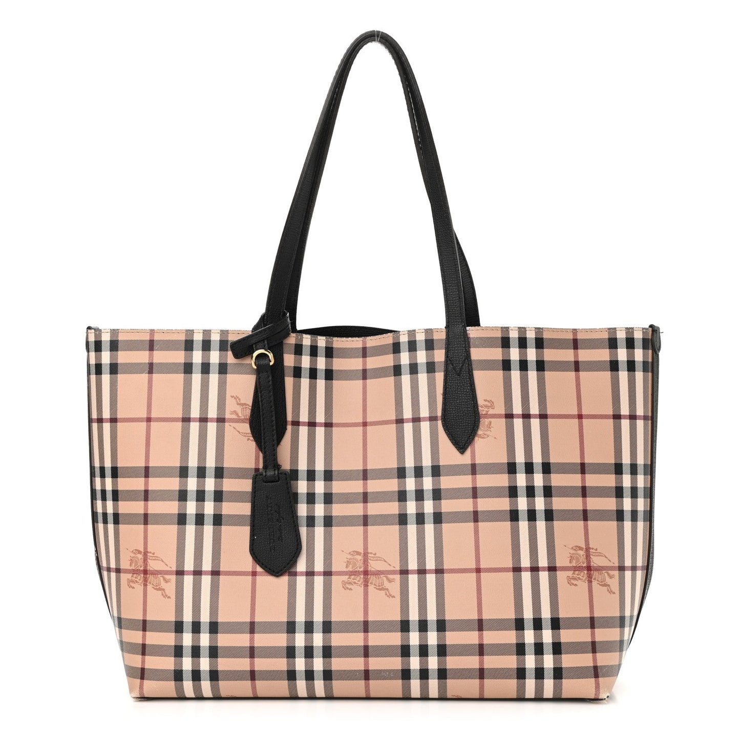 BURBERRY Haymarket Check Medium Reversible Tote BLACK