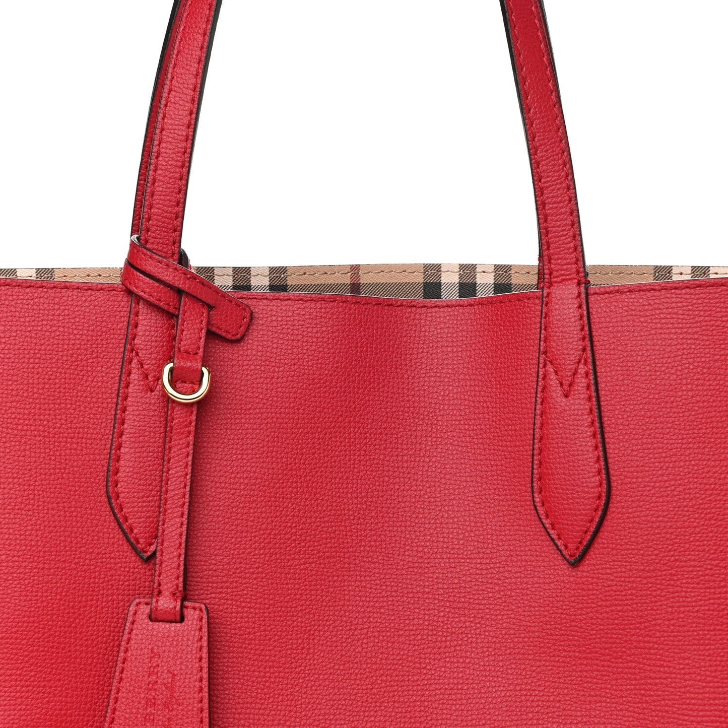 BURBERRY Haymarket Check Medium Reversible Tote Red