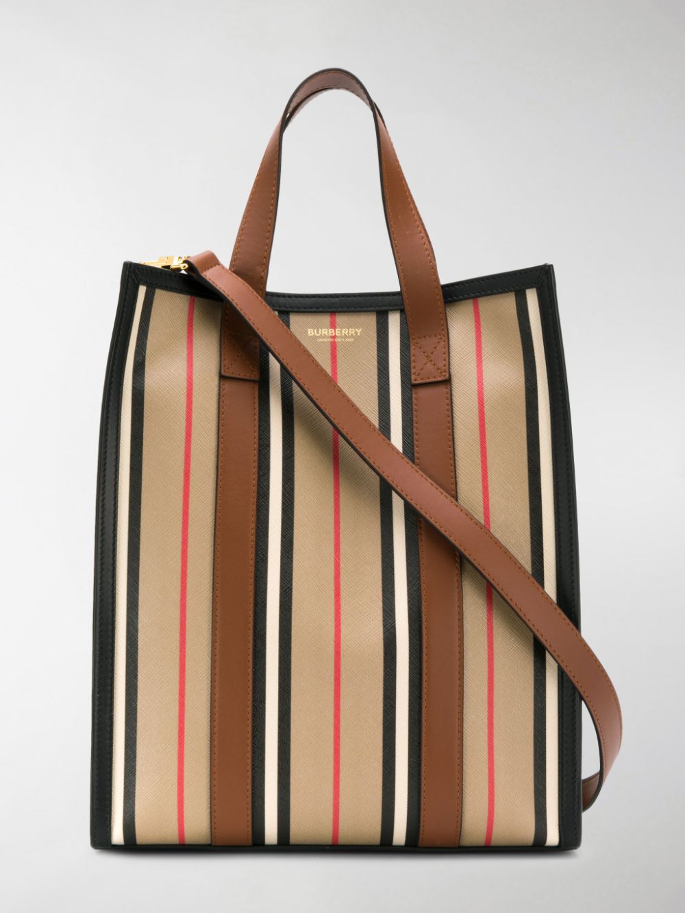 BURBERRY ICON STRIPE PORTRAIT TOTE BAG