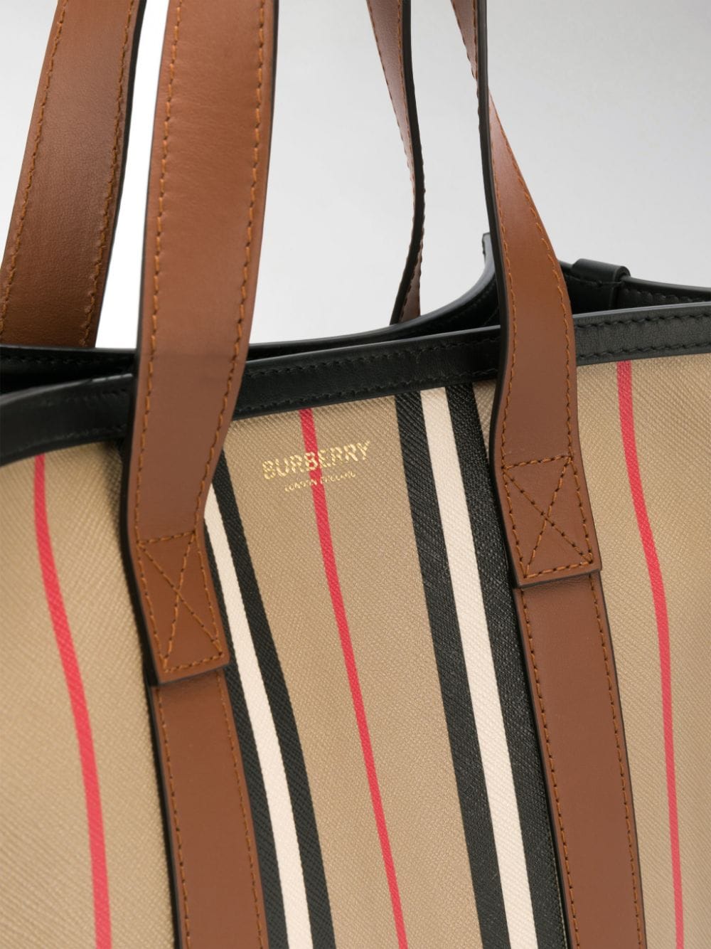 BURBERRY ICON STRIPE PORTRAIT TOTE BAG