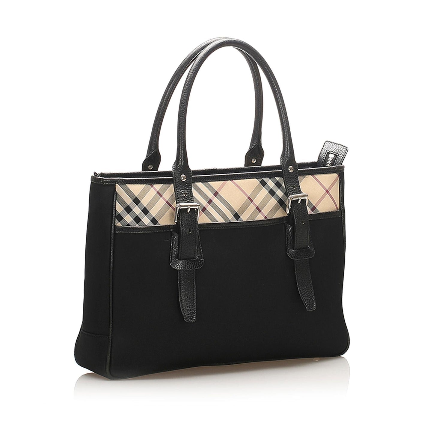 Burberry Nova Check Leather Tote Bag (SHG-15423)