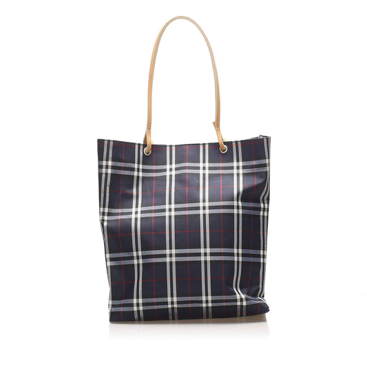 Burberry Plaid Canvas Tote Bag (SHG-14388)