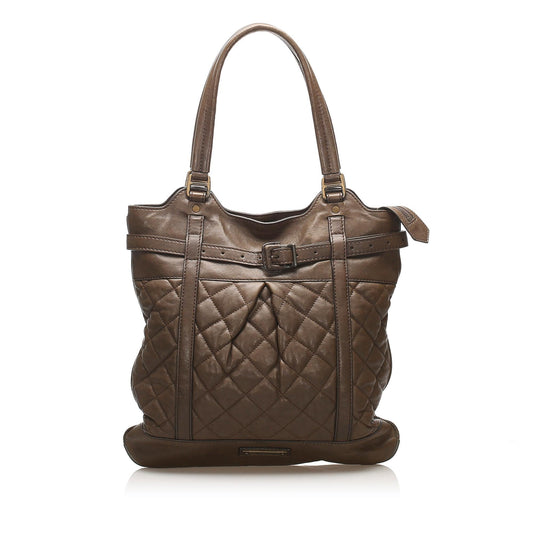 Burberry Quilted Lambskin Leather Tote Bag (SHG-11353)